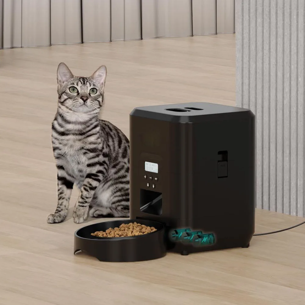 Alimentador inteligente para animais de estimação, alimentador automático para gatos, máquina de comida lenta para cães com temporizador quantitativo automático, dispensador de comida para gatos, tigela para cães e gatos - Image 2