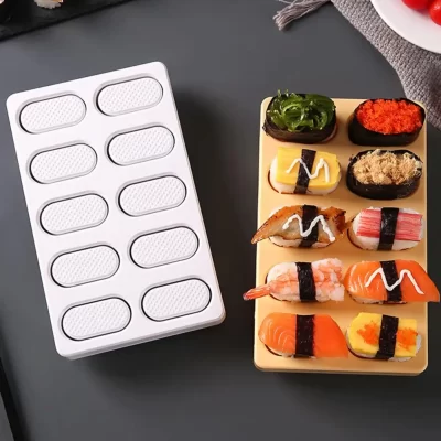 1 conjunto de molde para sushi onigiri, fácil de usar, nigiri bento, fabricante de bola de arroz, 10 em 1, mini molde de cozinha japonesa, ferramenta de fabricação de sushi para casa