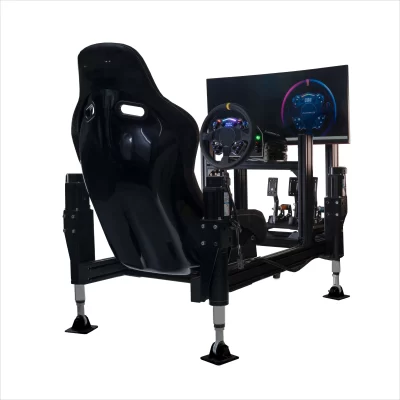 Conjunto de emulador de corrida Sim Volante Drive Rodas de corrida e pedais de chão Suporte de assento de cabine de jogo