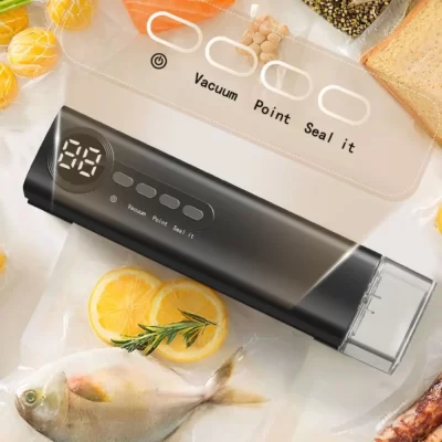 Seladora a vácuo automática portátil, carregamento usb, seladora de alimentos de plástico com forte sucção, máquina de embalagem a vácuo compacta para acampamento