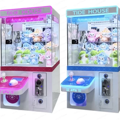 Mini máquina de garra infantil operada por moedas para uma pessoa, máquina Gacha totalmente transparente, máquina de venda automática