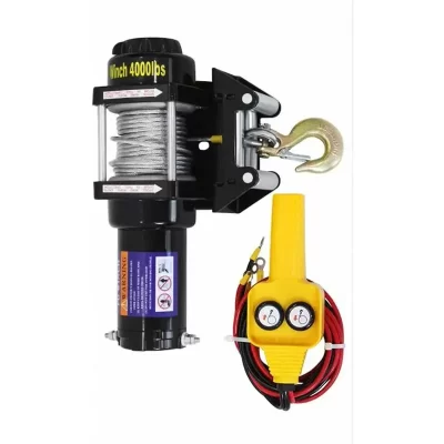 Guincho elétrico portátil 12v4000 lbs com corda sintética de controle sem fio para reboque de carro, caminhão, reboque, utilitário off-road