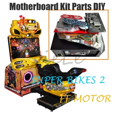 Nova super bicicleta 2 ff motor diy kit peças placa-mãe com fios placa de controle led para arcade carro corrida jogo máquina ação