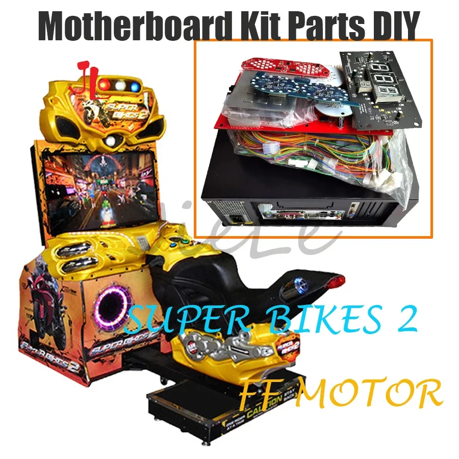 Nova super bicicleta 2 ff motor diy kit peças placa-mãe com fios placa de controle led para arcade carro corrida jogo máquina ação