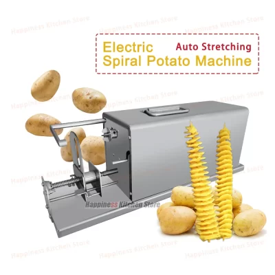 Máquina De Fazer Batata Espiral Comercial, Twister De Batata, Fabricante Automático De Batata Esticada, Processador De Alimentos De Aço Inoxidável