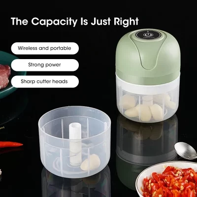 Triturador de alho elétrico 250ml, picador de alimentos para cozinha, usb, portátil, moedor de carne, vegetais, para utensílios de cozinha