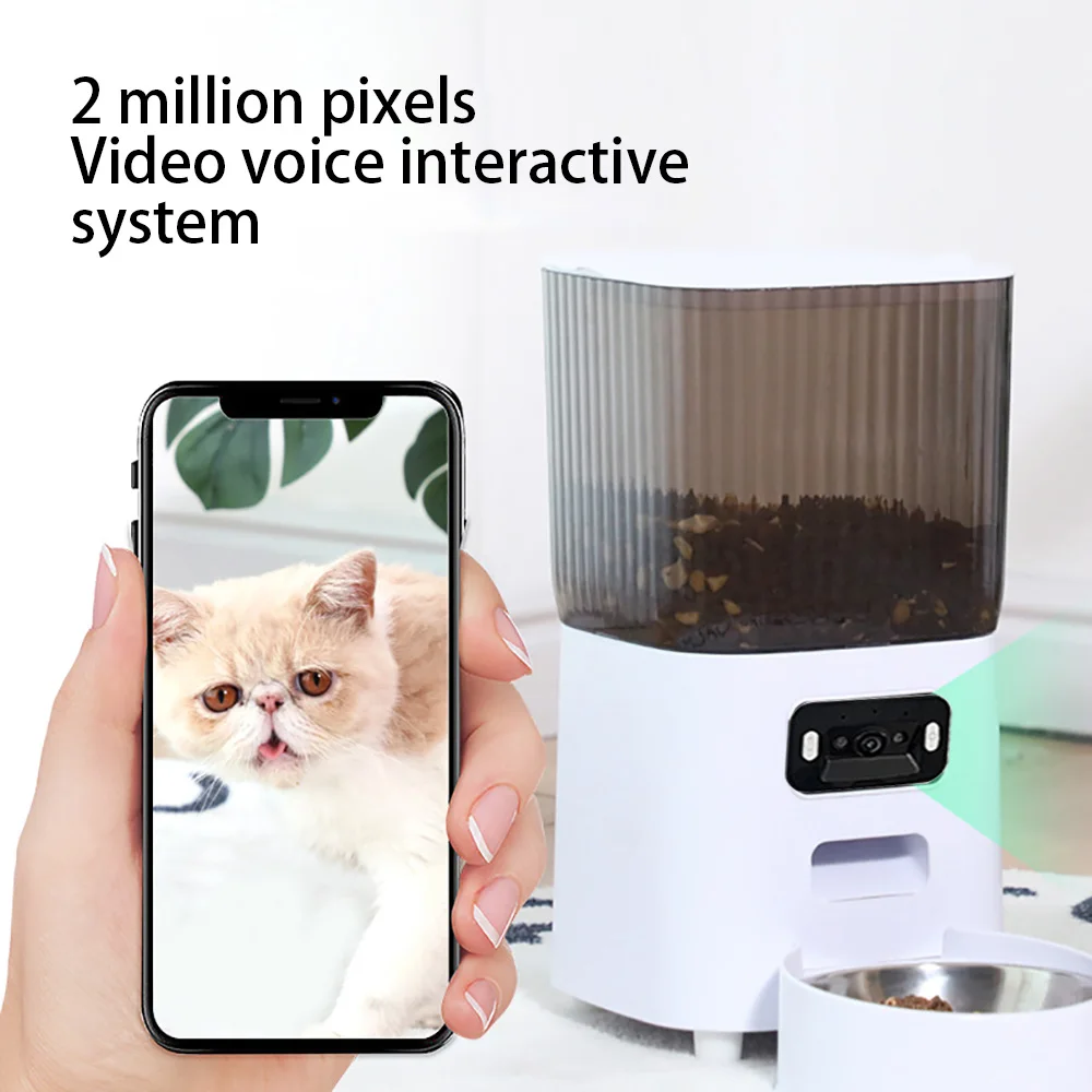 5l tigelas duplas alimentador automático inteligente para gatos com câmera dispensador de vídeo de alimentos secos para animais de estimação gravador de voz inteligente alimentador automático para cães