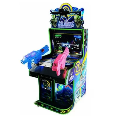 Equipamento de jogo infantil, simulador de tiro de arma de fogo pequena operado por moedas, máquina de jogo de arcade alienígena