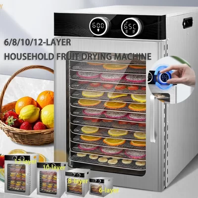 Desidratador de alimentos para casa, frutas, temperatura digital, secador de ar, vegetais, carne, materiais medicinais, desidratador comercial inteligente de alimentos