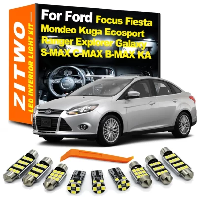 Lâmpada LED Car Kit Luz Interior, Acessórios para Ford Fiesta Mondeo Focus Kuga Ecosport Explorador Ranger Galaxy S-MAX B-MAX C-MAX
