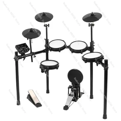 Mo Yin 200A-P Conjunto de bateria eletrônica de três pratos com cinco tambores, adequado para crianças e adultos, expansível para cinco tambores e quatro