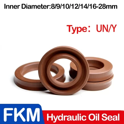 Vedação hidráulica de eixo radial tipo FKM UN/Y (IDxODxTHK), ID 8-28MM, haste de pistão de eixo de borracha de flúor copo em forma de U de lábio único