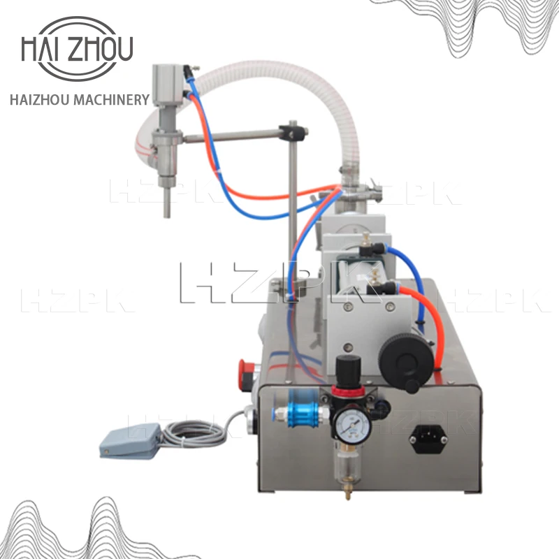 Hzpk máquina de enchimento líquido pistão óleo pneumático shampoo gel mel suco leite sabão líquido máquina enchimento g1wy1000 - Image 2