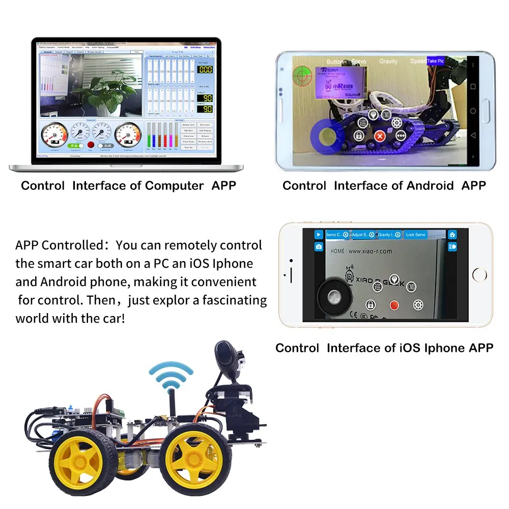 Xiaomi-Geek DS WiFi Smart Robot Car Kit para Arduino UNO R3, Controle Remoto Câmera HD, FPV Robótica Aprendizagem e Brinquedo Eletrônico - Image 5