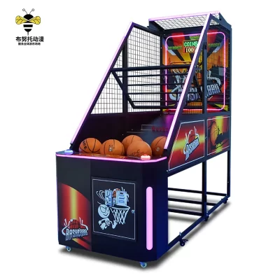 Máquina de basquete dobrável de luxo, máquina de basquete, treinamento operado por moeda, pontuação, videogame infantil adulto, jogo urbano eq