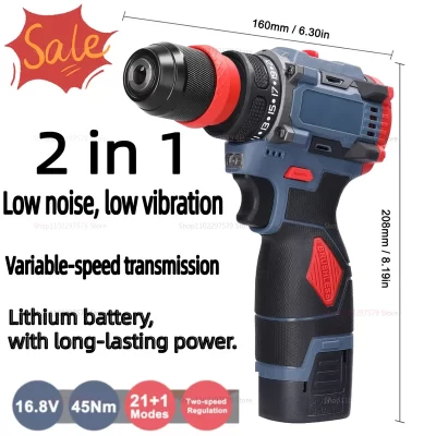 16.8v 2in1 chave de fenda elétrica sem fio broca motor sem escova multi-função ferramenta elétrica para reparo eletrônico doméstico diy