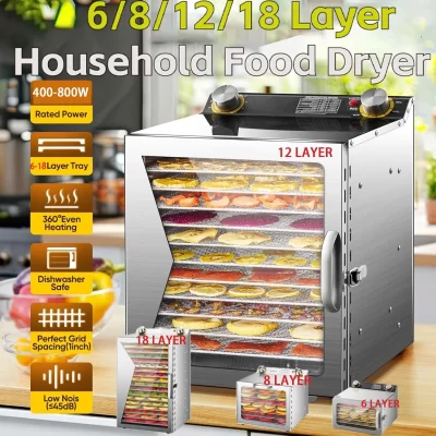 Desidratador de alimentos para casa, cronometragem de frutas, temperatura, secador de ar, carne vegetal, materiais medicinais, desidratador comercial inteligente de alimentos