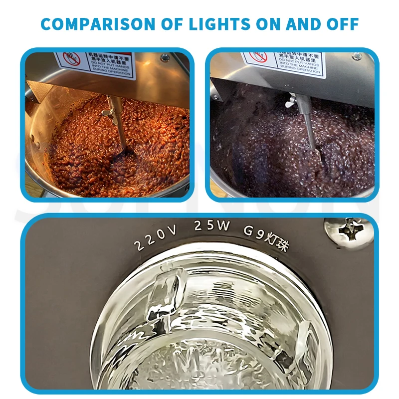 Agitador de alimentos pote 10l máquina de fritar alimentos geléia molho mistura wok 220v máquina de fritar automática com iluminação - Image 6