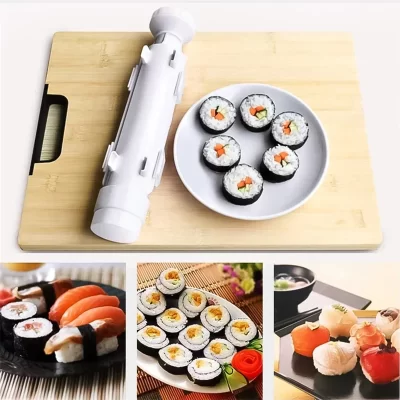 Conjunto rápido de fazer sushi, faça você mesmo, molde de arroz, kit de rolo bazuca, ferramenta de rolamento de carne vegetal, ferramentas de cozinha diy, acessórios de gadgets