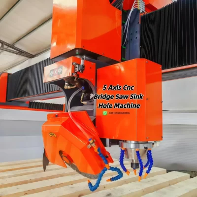 Máquina de corte de pedra de quartzo de granito de mármore 4 eixos 5 eixos ponte CNC viu máquina de furo de pia
