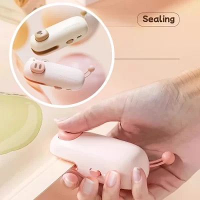Portátil portátil mini máquina de selagem recarregável 2-em-1 saco aferidor lanche saco máquinas de selagem térmica saco de alimentos aferidor gadget