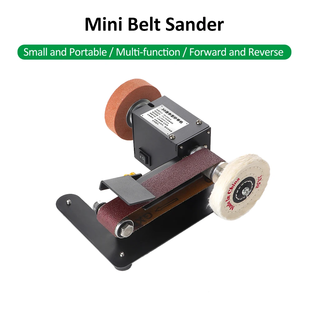 250W Mini Belt Sander Electric Bench Sanding Polisher Machine 7 Speed Adjustable Small Grinder for DIY Woodworking Sharpener