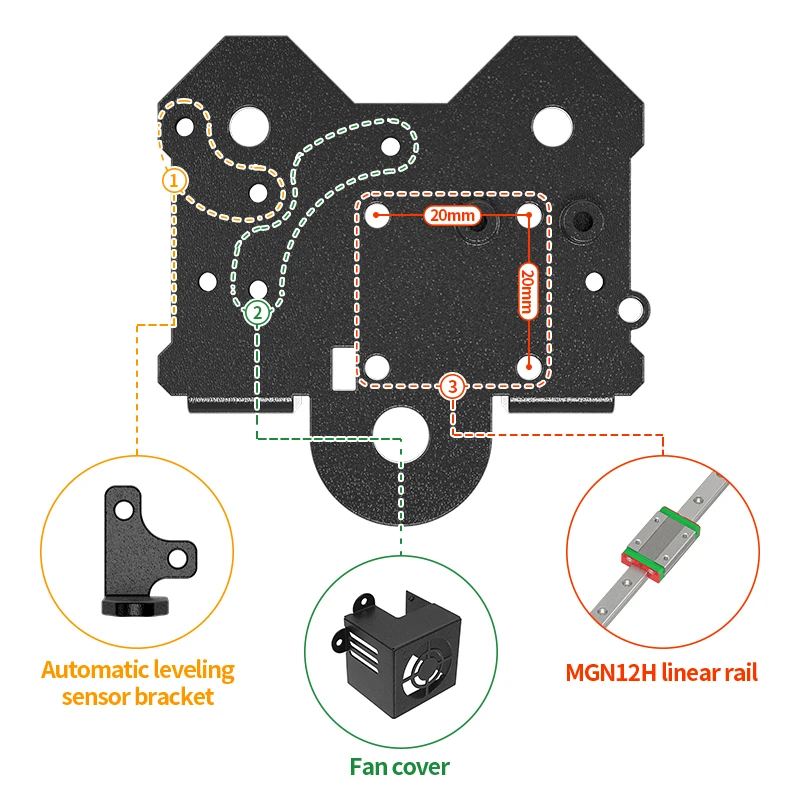 Peças de impressora 3d eixo x mk8/mk10 extrusora de trilhos lineares unidade direta ender3 kit atualização suporte backplane para ender 3/cr10 - Image 2