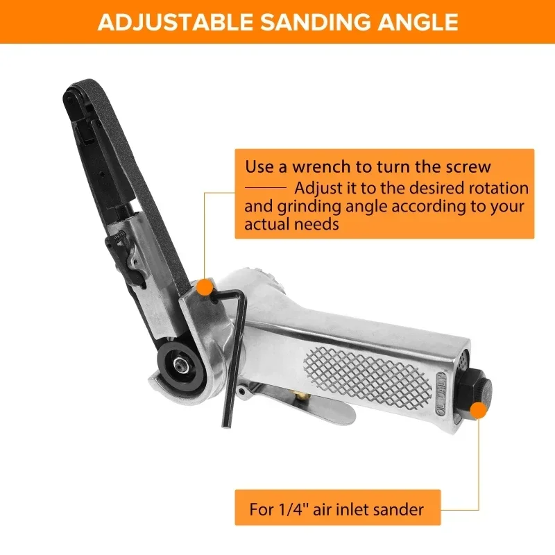 3/8 Inch Air Belt Sander Pneumatic Sanding Buffing Tools 10mm Air Belt Grinder Pneumatic Belt Sander for Air Compressor - Image 2