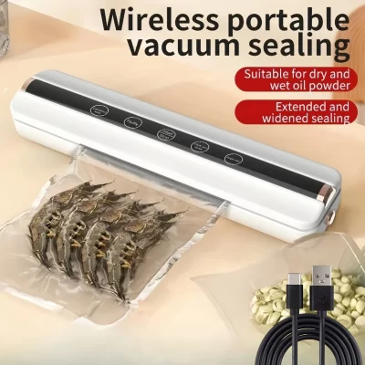 Máquina automática de selagem de ar a vácuo de alimentos, sem fio, usb, 1500mah, 62kpa, loja de alta sucção, vácuo de alimentos