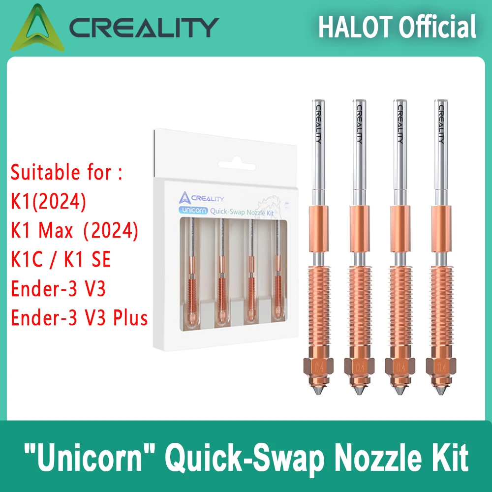 Creality k1c/k1 se impressora 3d "unicórnio" kit de bocal de troca rápida 4 peças de liga de aço endurecido para creality ender 3 v3/v3 plus