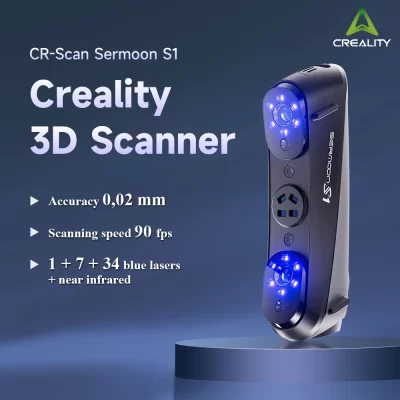 Creality 3D Sermoon S1 Scanner 0,02 mm Precisão 90 fps 7 + 34 + Lasers azuis ONE Plus + Varredura de furo profundo infravermelho próximo