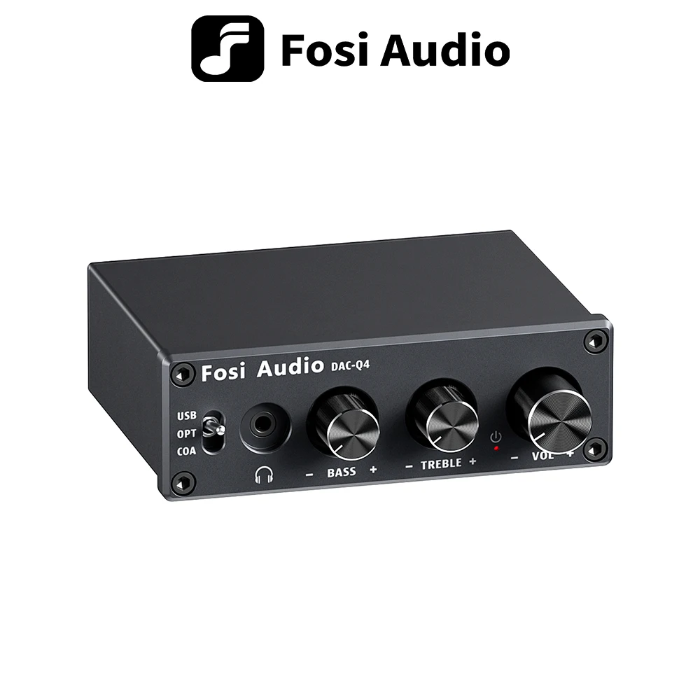 Fosi Audio Q4 Mini Stereo Gaming USB DAC & Headphone Amplifier Audio Converter Adapter for Home/Desktop Powered/Active Speakers