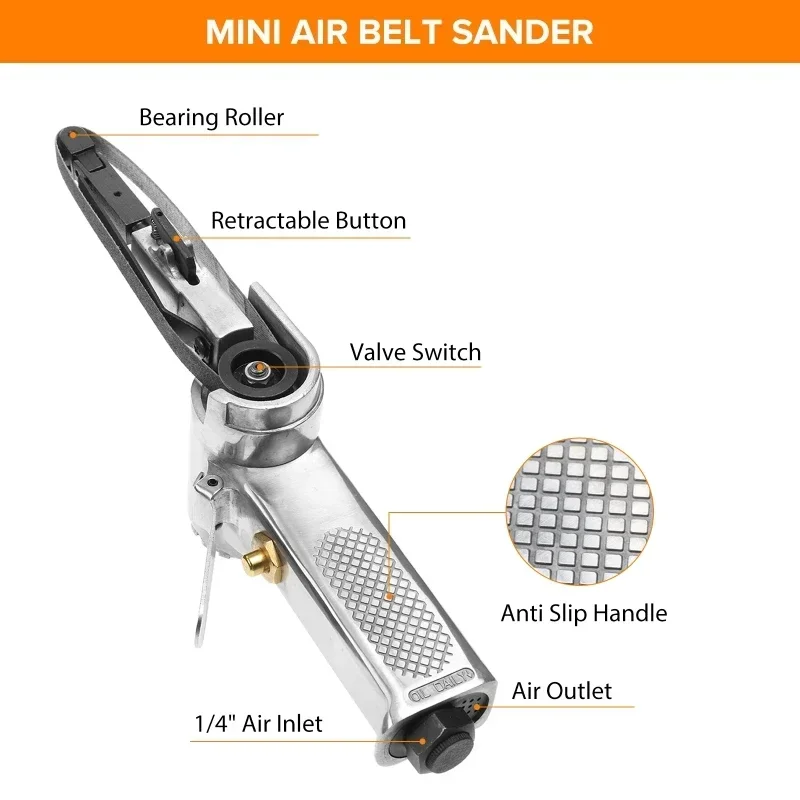 3/8 Inch Air Belt Sander Pneumatic Sanding Buffing Tools 10mm Air Belt Grinder Pneumatic Belt Sander for Air Compressor - Image 3