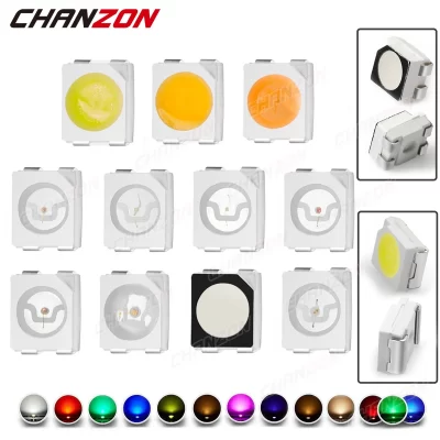 100 peças 3528 smd chip de diodo led branco quente vermelho verde azul amarelo laranja uv roxo rosa rgb plcc2 PLCC-4 lâmpada contas de luz emitindo