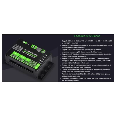 Conversor eficiente Waveshare USB para UART/I2C/SPI/JTAG, para Win7/8/8.1/10/11