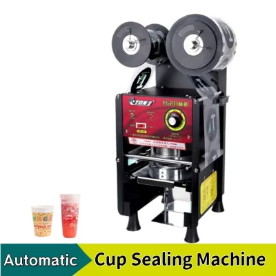 Máquina de selagem automática de alta qualidade, 90-95mm de diâmetro, 340w, copo de papel e copo de plástico, universal, leite, chá e suco, selador