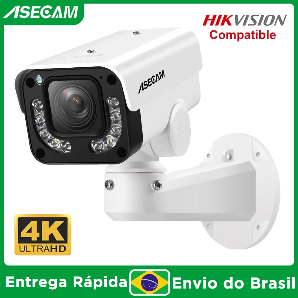 ASECAM 4K 8MP IP Camera PTZ 30X Optical Zoom AI Vehicle Detection WDR POE Security CCTV Surveillance IMX415 Hikvision Compatible