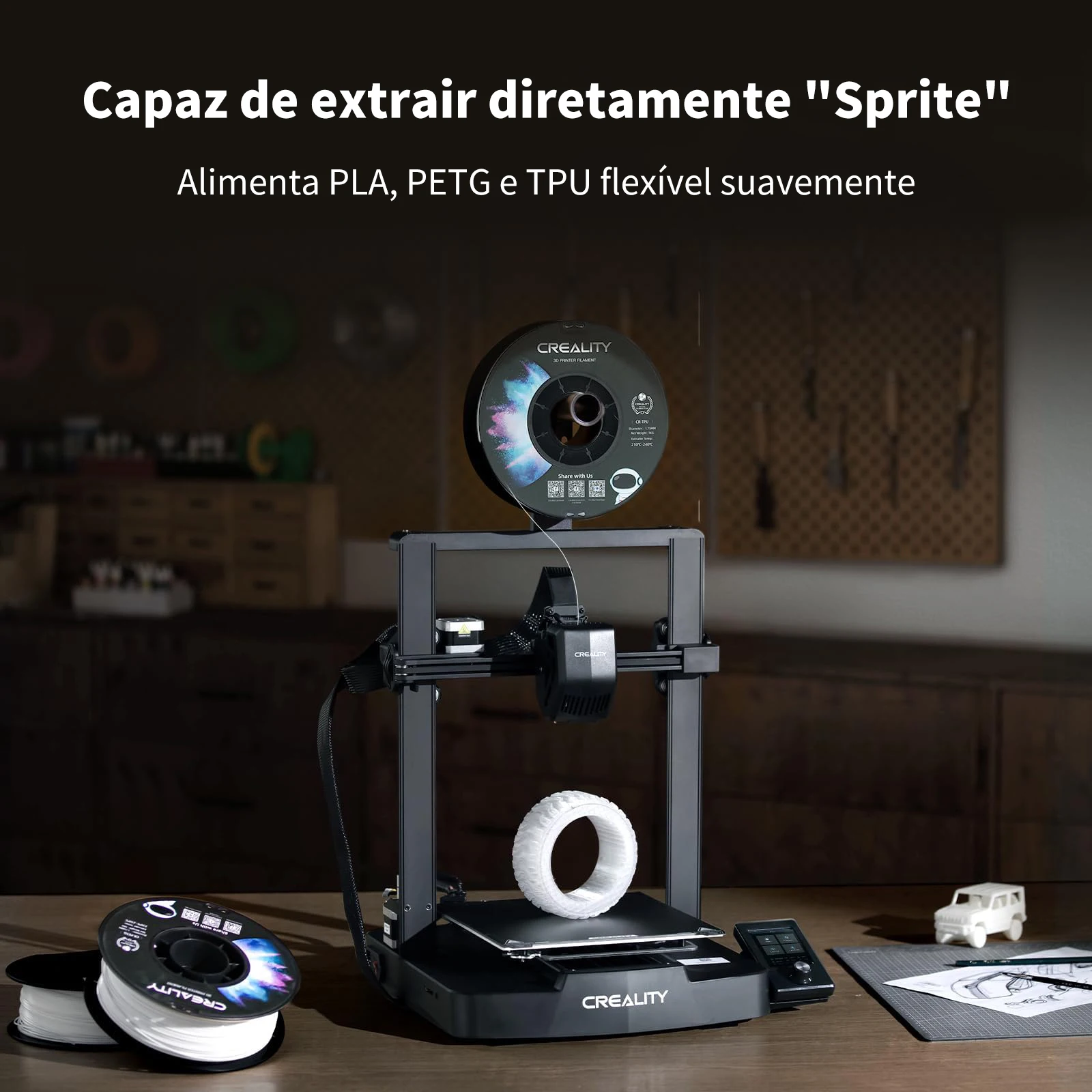 Creality-Ender 3V3 SE Impressora 3D, Atualização 250mm, s Auto Nivelamento, CR Touch, Z-Axis, Duplo Parafuso, Um Clique, Alimentação Automática, Filamento de Retorno - Image 5