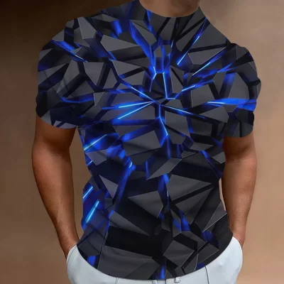 Moda masculina 3d linha impressão roupas masculinas designer de rua camisetas de manga curta camisetas de grandes dimensões diariamente casual roupas esportivas