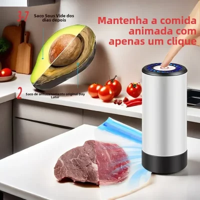 Seladora a vácuo portátil para armazenamento de alimentos, seladora a vácuo portátil, evita contaminação cruzada de alimentos + 50 sacos de vedação a vácuo