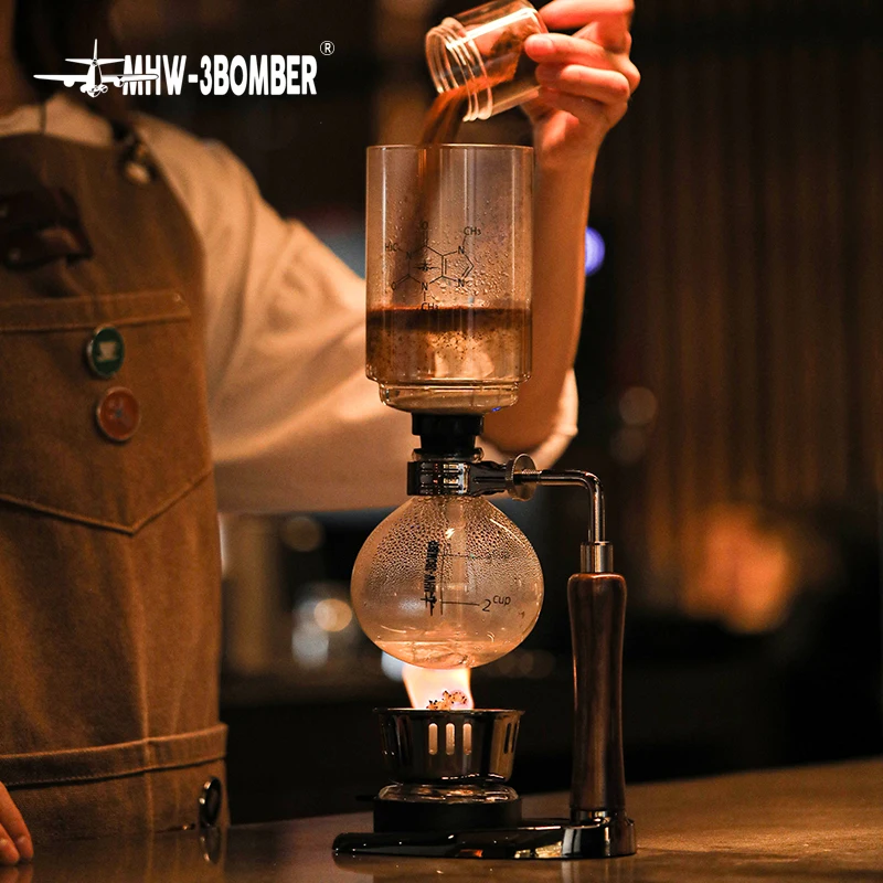Máquina de café sifão MHW-3BOMBER com alça de madeira, panela a vácuo, máquina de sifão japonesa, cafeteira de gotejamento de vidro de 1-3 copos - Image 6