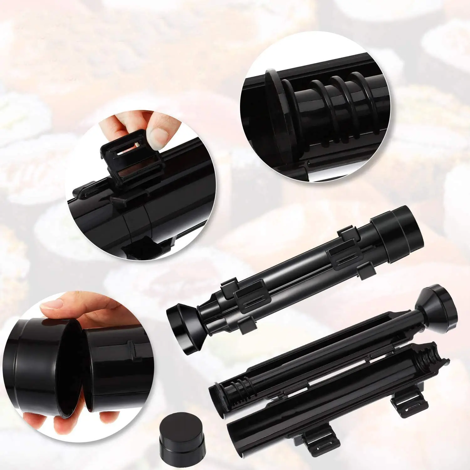 Conjunto de fabricante de sushi, kit de sushi bazooka, molde de arroz com esteira de rolamento de sushi de bambu, remo de arroz, acessórios de ferramentas de cozinha diy - Image 5