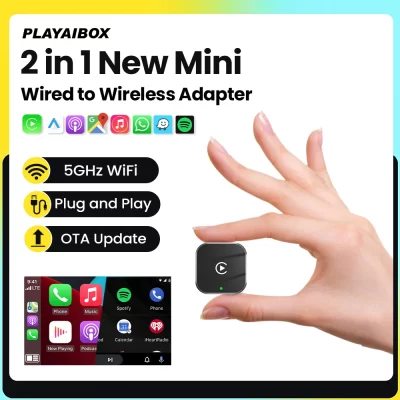  Carplay adaptador sem fio android auto 2 em 1 dongle inteligente 2025 5g wifi para iphone android telefone para volvo benz mg kia chery ope