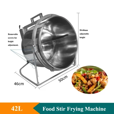 Máquina de cozinhar profissional de grande capacidade, 42l, comercial, agitação de alimentos, aquecimento a gás, máquina de mistura automática