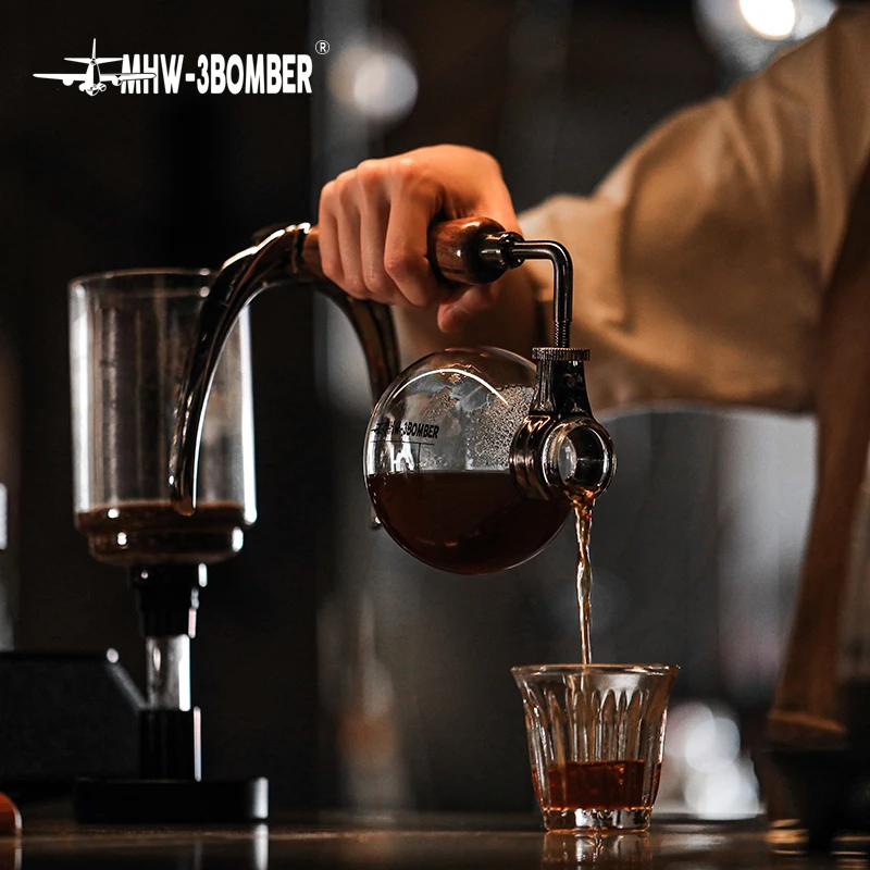 Máquina de café sifão MHW-3BOMBER com alça de madeira, panela a vácuo, máquina de sifão japonesa, cafeteira de gotejamento de vidro de 1-3 copos - Image 5