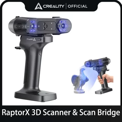 Scanner 3D portátil Creality Raptor X com kit de ponte de digitalização Precisão do scanner 3D sem fio de até 0,02 mm de objetos entre 5-4000 mm