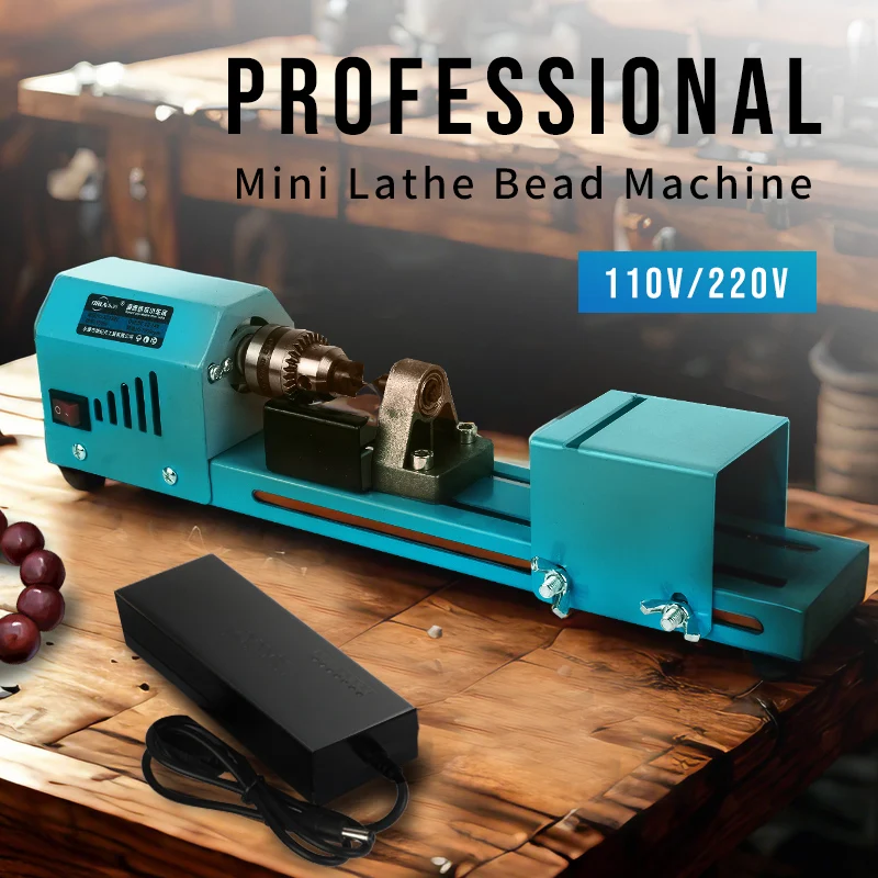 Mini máquina elétrica de torno de madeira-contas de polimento de miçangas torno de torneamento de madeira para projetos de artesanato e faça você mesmo