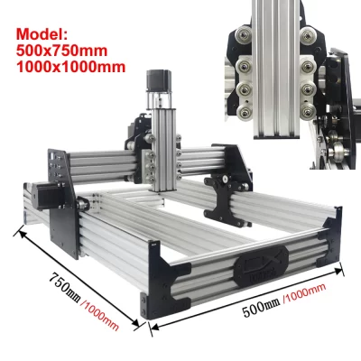 Kit de quadro de alumínio cnc 500*750mm 1000*1000mm nema23 57mm motor de passo impressora 3d cnc roteador fresagem kit máquina gravura