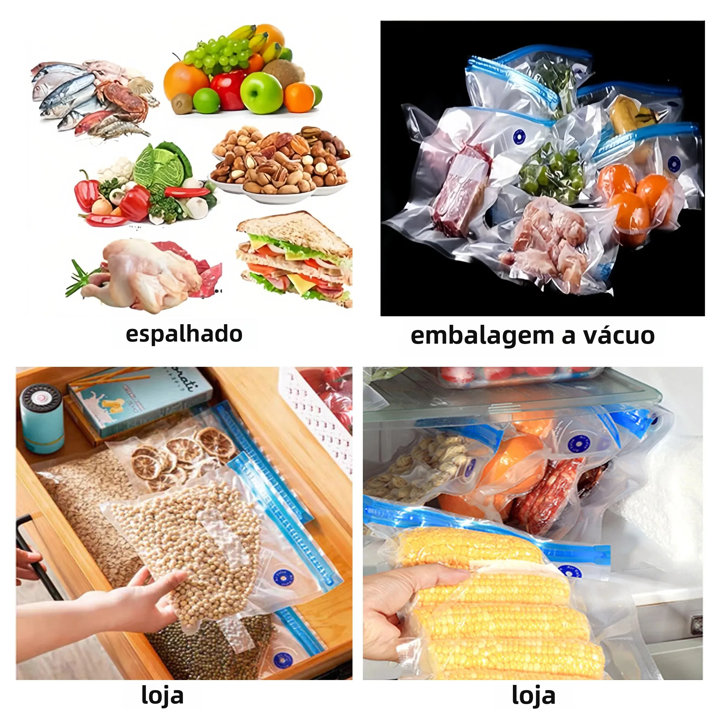 Seladora a vácuo portátil para armazenamento de alimentos, seladora a vácuo portátil, evita contaminação cruzada de alimentos + 50 sacos de vedação a vácuo - Image 4