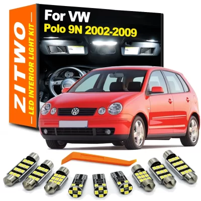 Zitwo 10 pçs led interior cúpula leitura tronco kit de luz para vw volkswagen polo mk4 9n 9n3 2002 2003 2004 2005 2006 2007 2008 2009